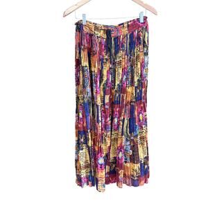 Vintage artsy hippie boho broomstick peasant skirt medium 100% cotton drawstring